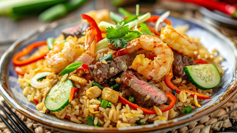 spicy beef seafood rice